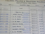 Toledo Peoria & Western Railway Company Payroll 1936
