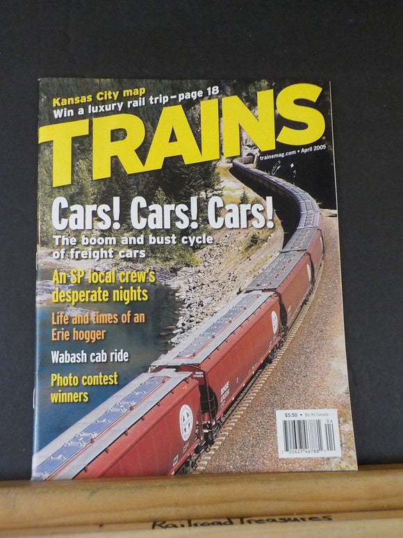 Trains Magazine 2005 April Cars Erie hogger Wabash cab ride KC Map