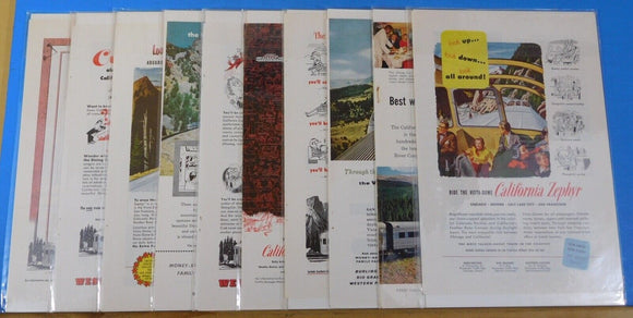 Ads Western Pacific RR California Zephyr #6 Advertisements from various magazine