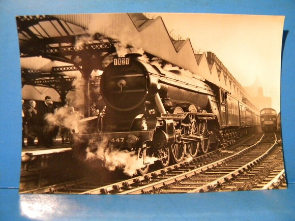 Postcard Flying Scotsman leaving Manchester Central on special train