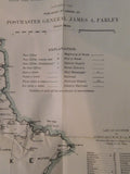 Map Pennsylvania Showing Post Offices 1933 w Railroads, Electic Rr, RR stations