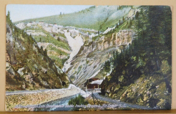 Postcard CO showing double tracing Denver & Rio Grande