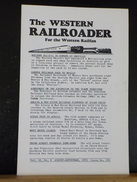 Western Railroader #390 1972 Flying Scotsman, SF-Sacramento Transit Study, 3 new