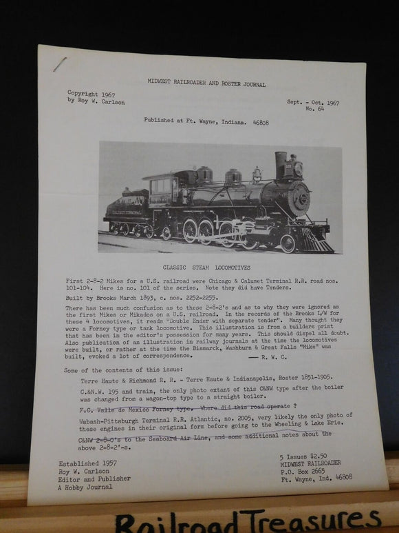 Midwest Railroader #64 1967 September-October  & Roster Journal TH&I
