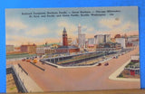 Postcard Railroad terminals Northern Pacific, great Northern, Chicago Milwaukee