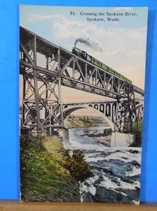 Postcard Crossing the Spokane River. Spokane Washington card #83.
