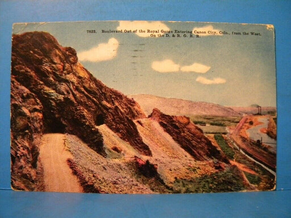 Postcard Boulevard Out of Royal Gorge Postmarked 1921