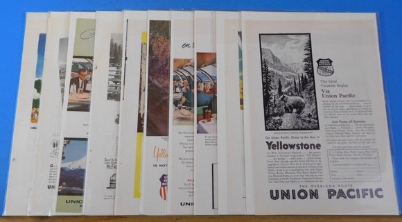 Ads Union Pacific Railroad Lot #15 Advertisements from various magazines (10)