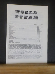World Steam #60 April 1960 Czechoslvakia Forestry Rys Central RY India Portugal