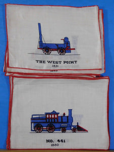 Historic Engines of Yesterday on Cocktail Napkins Set of Eight Railroad Engines