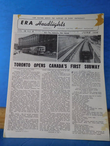 ERA Headlights 1954 June Toronto Opens Canada’s Subway