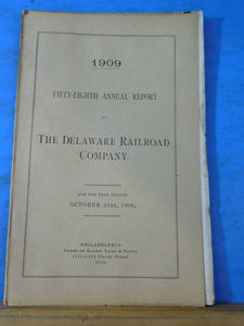 Delaware Railroad Company Annual report 1909 October 31 Damaged