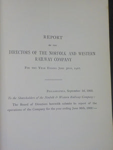 Norfolk and Western Railway Annual Report 6th June 30 1902