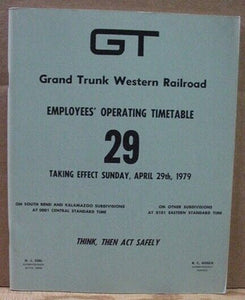 Grand Trunk Western Employee Timetable #29 1979 GTW GT