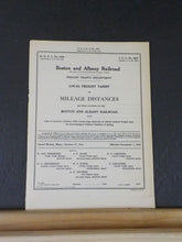 Boston and Albany Freight Traffic Local Freight Tarriff Mileage distances 1932