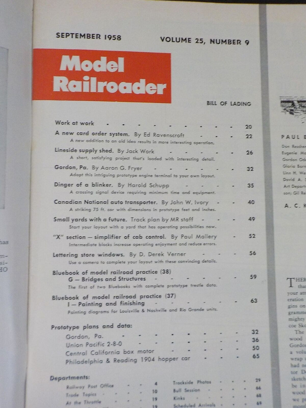 Model Railroader Magazine 1958 September Timber Trestles Tool house A new kind o
