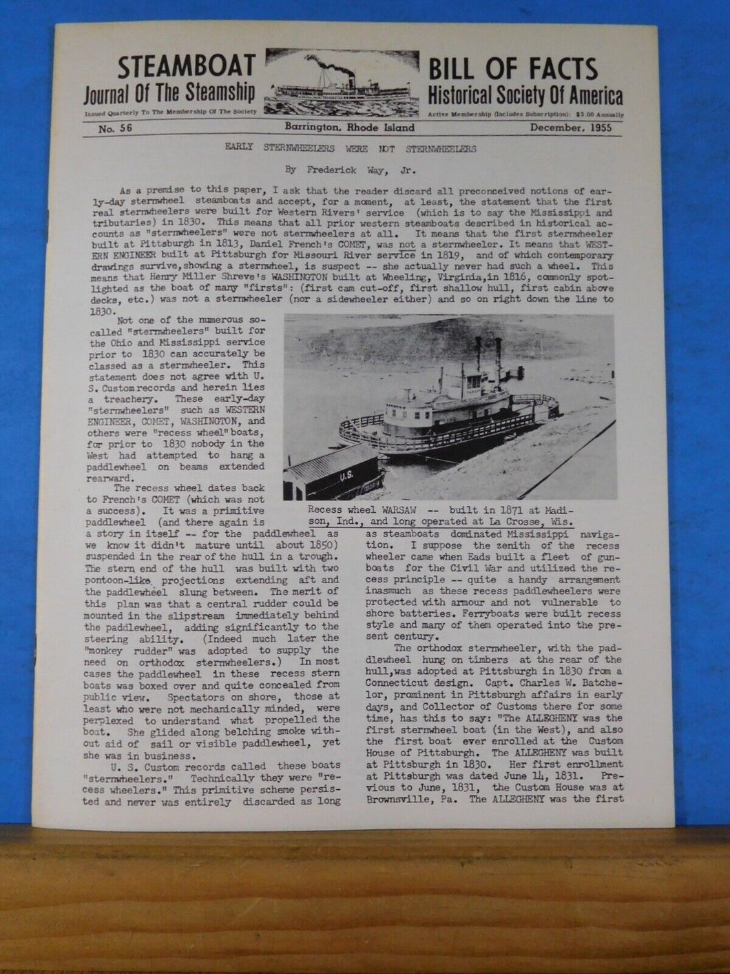 Steamboat Bill #56 December 1955 Journal of the Steamship Historical Society
