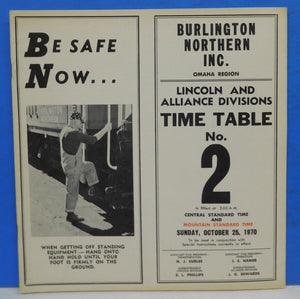 Burlington Northern employee timetable #2 1970 Omaha Region BN ETT