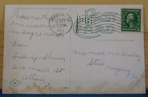 Postcard Lehigh Valley RR yards Sayre PA Postmarked 1912 To Noah McCloskey