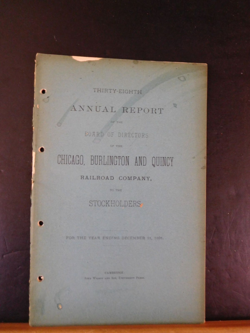 Chicago Burlington & Quincy Railroad Company Annual Report 1891 Dec 31