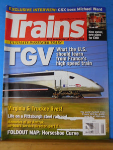 Trains Magazine 2010 August TGV Virginia & Truckee Pittsburgh Steel RR