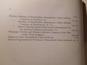 Shenandoah Valley Railway Company Corporate History N&W Washington Div
