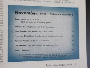 Trains Magazine 1945 November B&O oil train on cranberry grade Postwar parade