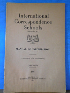 ICS Manual of Information #1586 Third edition 1923  International Correspondence