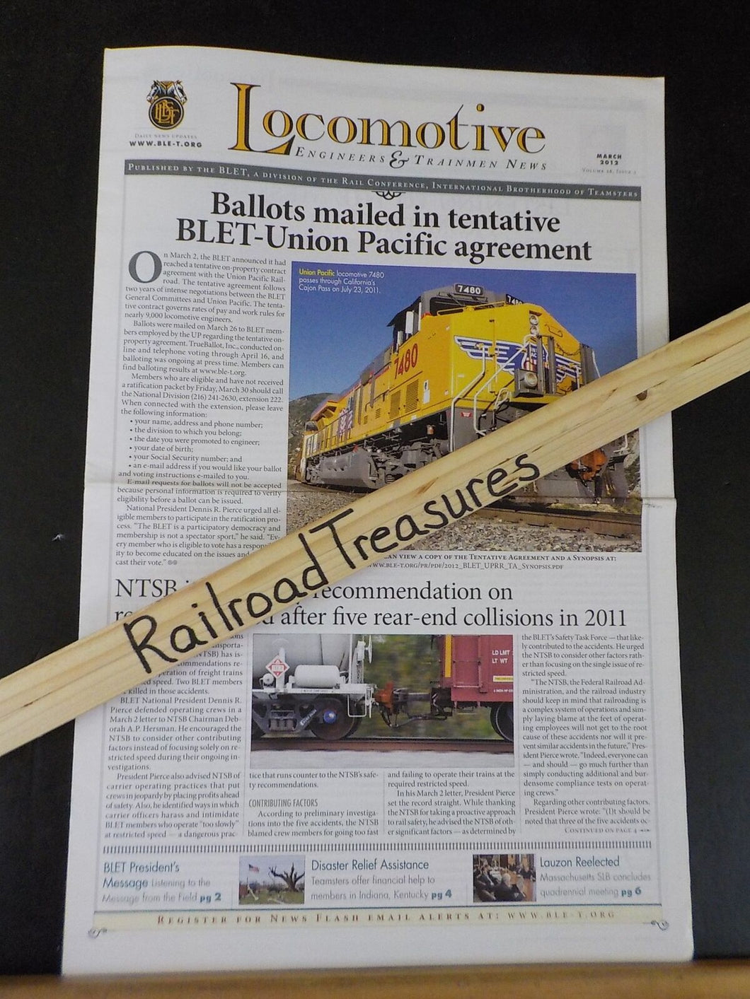 Locomotive Engineers & Trainmen News 2012 March Ballots mailed BLET-UP agreement