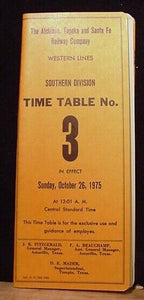 Atchison Topeka & Santa Fe Southern Div ETT #3 1975 SF ATSF Western Lines