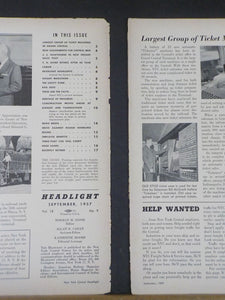 Headlight NYC Employee Magazine 1957 September New York Central Covers loose