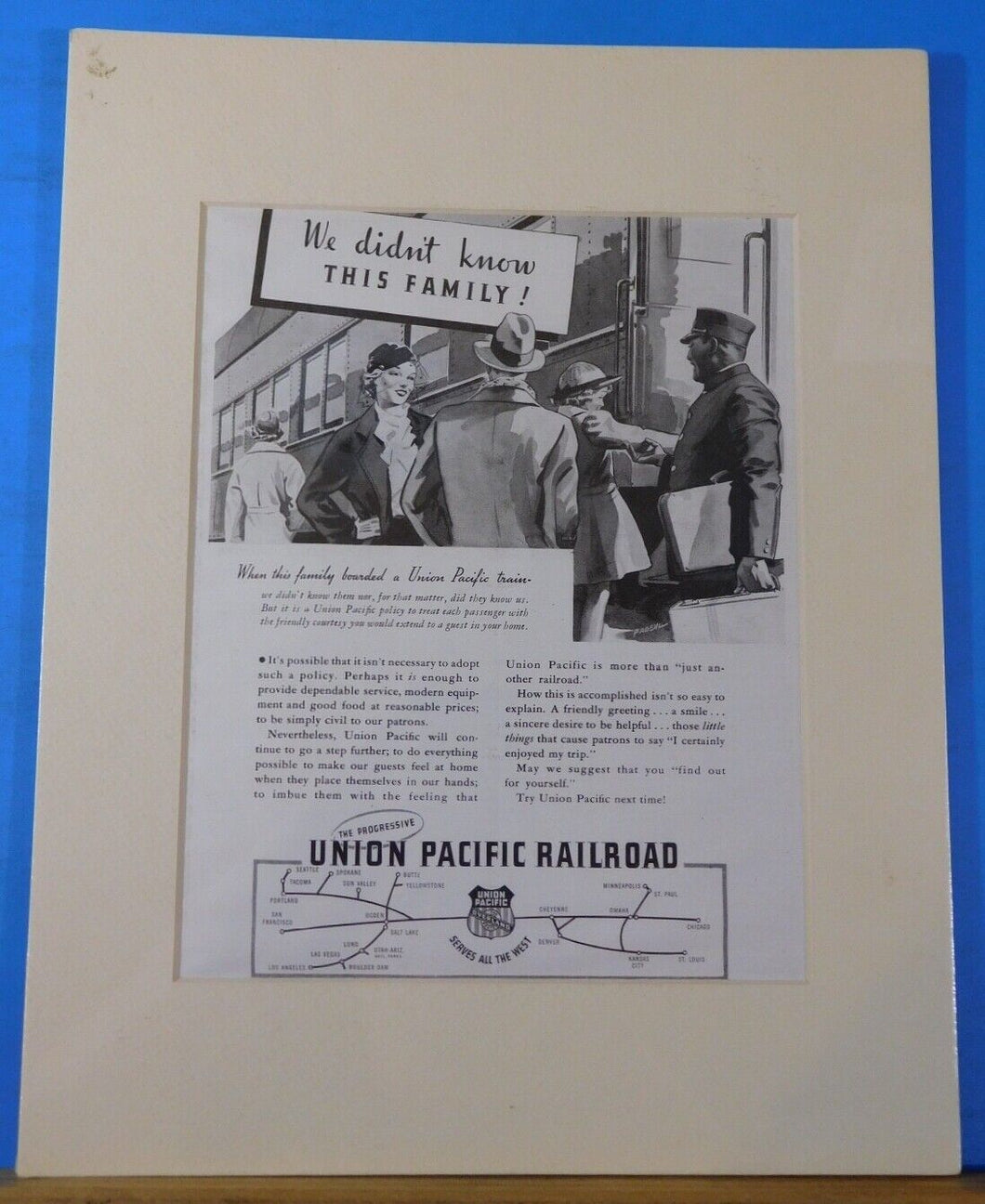 Ads Union Pacific Railroad Advertisement 14 x 11 1938 With mat