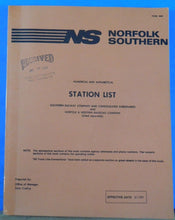 Norfolk Southern Station List 1986 Form #8600 Soft Cover 300 pages