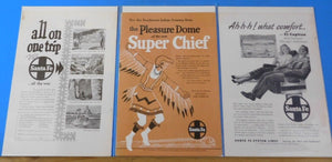 Ads Santa Fe Railway Lot #7 Advertisements from various magazines (10)