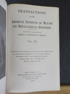 Transactions of American Institute of Mining and Metallurgical Engineers 1919LX