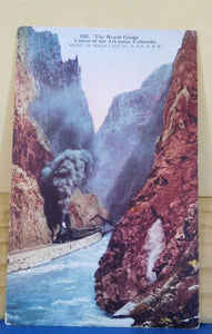 Postcard Royal Gorge Canon of the Arkansas CO Height of walls 2627 ft D&RG RR