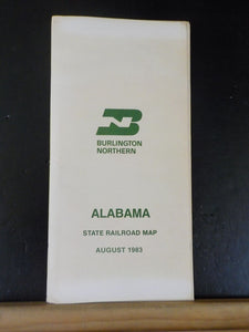 Map Burlington Northern Alabama State Railroad Map 1983 August