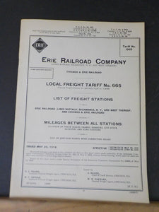Erie Railroad Chicago & Eri RR Local frt tariff List freight stations 1918-52 (3