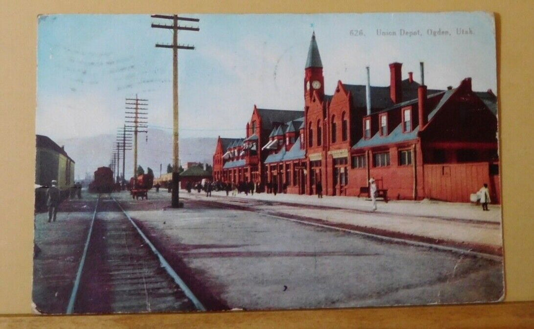 Postcard Union Depot Ogden Utah Card #626 1909 or 1919?