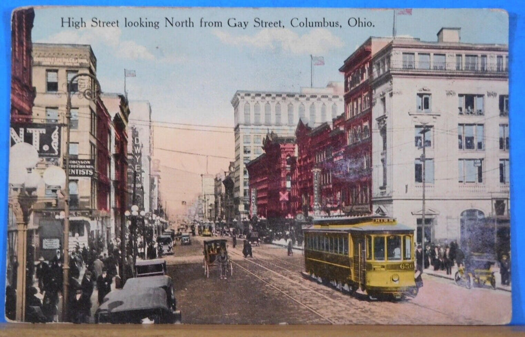 Postcard High Street looking North from Gay Street. Columbus OH Postmarked 1914