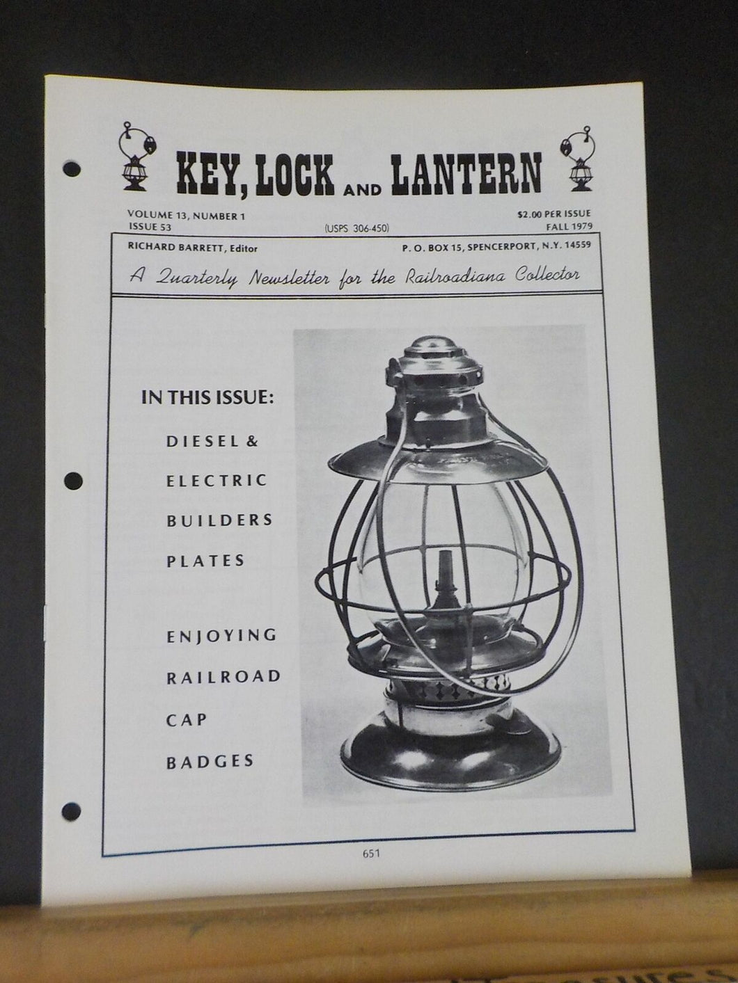 Key Lock and Lantern Magazine #53 Fall 1979 V13 #1 Fall 1979 Builders plates