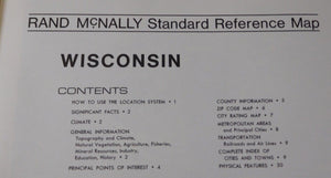 Rand McNally Wisconsin Standard Reference Map and Guide 1972 Soft Cover