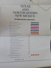 Map Burlington Northern Texas State Railroad Map 1983 August & NE NM