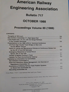 American Railway Engineering Association Bulletin 717 October 1988 Vol 89 AREA