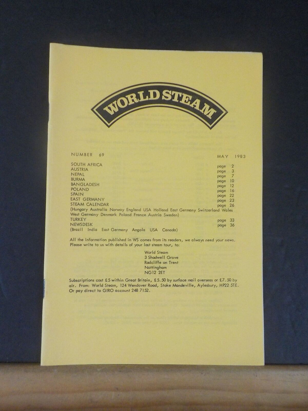 World Steam #69 May 1983Burma Bangladesh Sparin