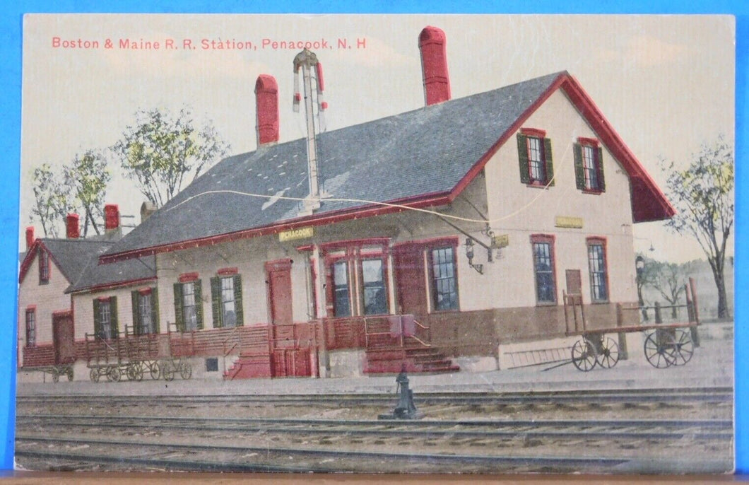 Postcard Boston & Maine Railroad Station Penacook New Hampshire