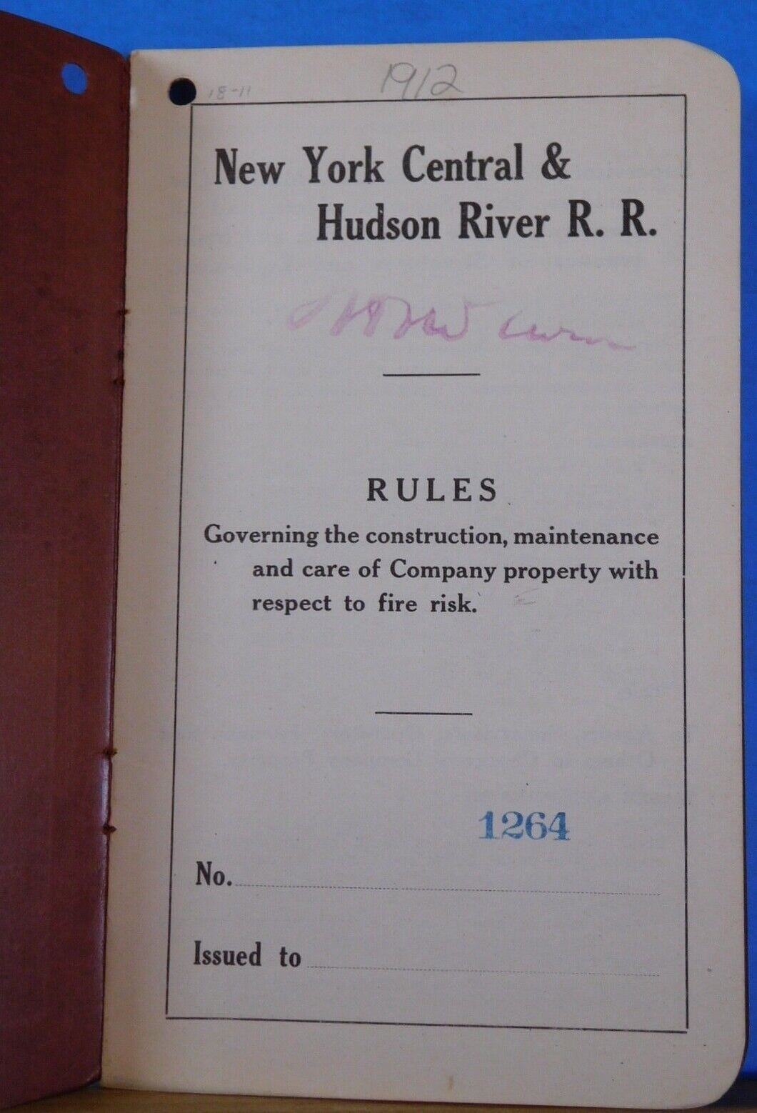 New York Central & Hudson River Railroad Rules Care of Company Property 1912