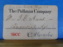 Pass Pullman Company Annual Employees Pass 1900 #A3065