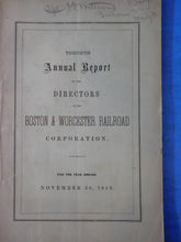 Boston & Worcester Railroad Corporation Annual Report Ending date 1859 November