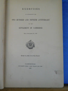 250th Anniversary of the Settlement of Cambridge 1881
